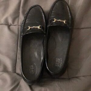 SAS Black Loafers with Gold Accent